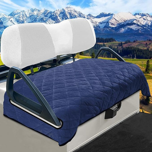 YOKYHOM Golf Cart Seat Covers for 2 & 4 Passenger Carts, Thick Short Plush with Non-Slip Backing, Ultra Soft Seat Towel Blanket, Fits EZGO, Club Car, Yamaha, 51"x30.5", Blue Black