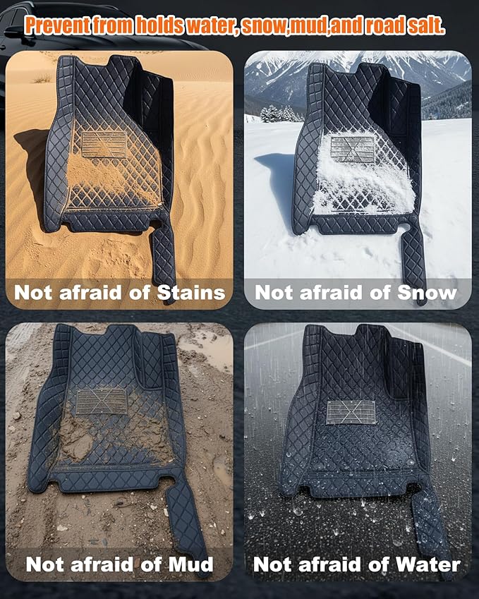 All-Weather car Floor MATS-Suitable for 99% of car Models,Leather car mat, offering Personalized Embroidery and Multiple Color Options,Provide Protection for car Rug (Light-Blue)