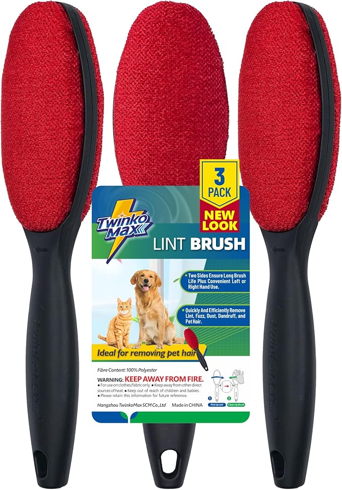 Lint Brush, Lint Remover, Pet Hair Remover, Clothes Brush, Magic Lint Remover Brush, Sheet and Carpet Cleaning Brush, 2-Sided and Reusable, No Need Lint Roller Refill.