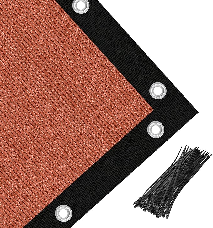 Amagenix 90% Pergola Shade Cover 8' X 13' Sun Shade Cloth with Grommets for Outdoor Garden Patio Porch, Commercial Grade 200 GSM - Cable Zip Ties Included (We Customized) GN108, Rust Red