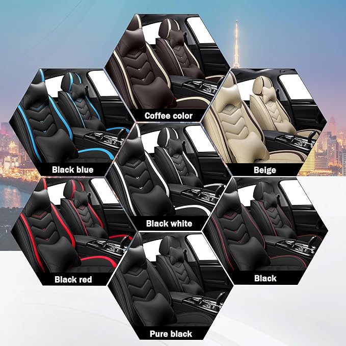 CTDS Car Seat Covers for Chevy Trax 2015-2026, Stylish Sport Seat Cover, Premium Nappa Leather Car Seat Cover. Automobile Seat Covers Sets.(Luxury 2 Seats/Pure Black)