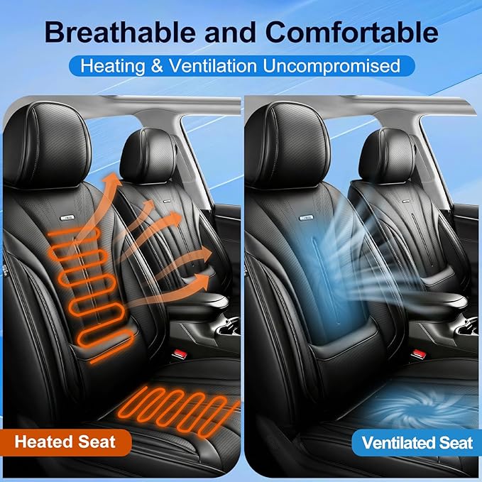 Fit Colorado Car Seat Covers for Select Chevy/Chevrolet Colorado 2015-2026 - Premium Full Coverage Leather, Waterproof & All Weather Seat Cushion Protector, Full Set, Black
