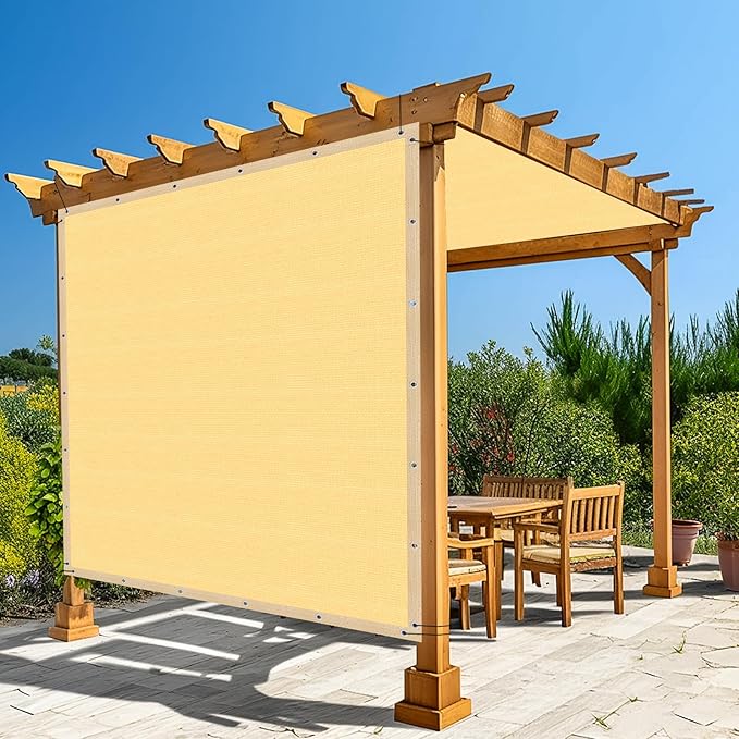 Amagenix 90% Shade Fabric 8'X 22' Sand Sun Shade Cloth with Grommets for Pergola Replacement Shade Cover Canopy, Heavy Duty, Cable Zip Ties Included (We Customized)