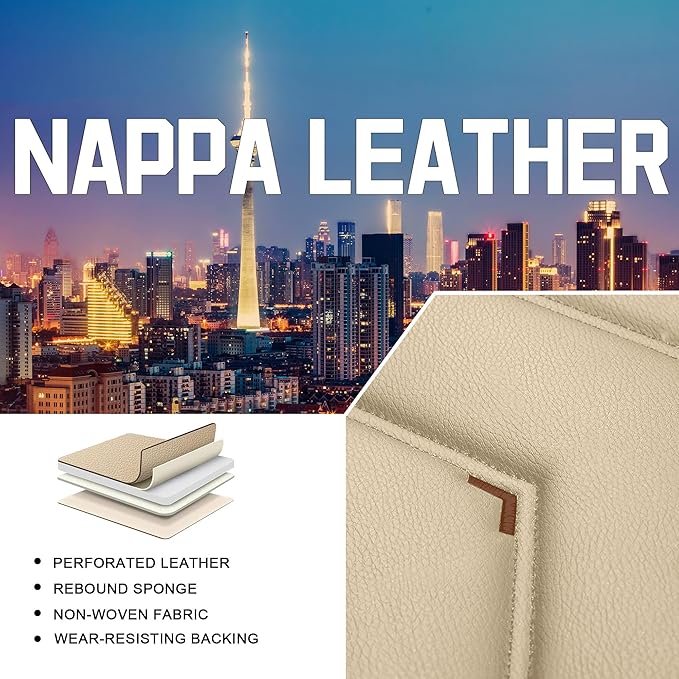 CTDS Car Seat Covers for Chevy Trax 2015-2026, Stylish Sport Seat Cover, Premium Nappa Leather Car Seat Cover. Automobile Seat Covers Sets.(Standard 2 Seats/Beige)