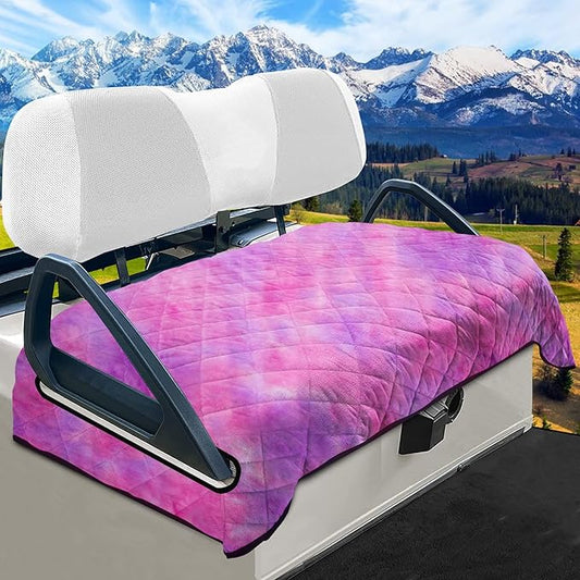 YOKYHOM Golf Cart Seat Covers for 2 & 4 Passenger Carts, Thick Short Plush with Non-Slip Backing, Ultra Soft Seat Towel Blanket, Fits EZGO, Club Car, Yamaha, 51"x30.5", Pink Purple