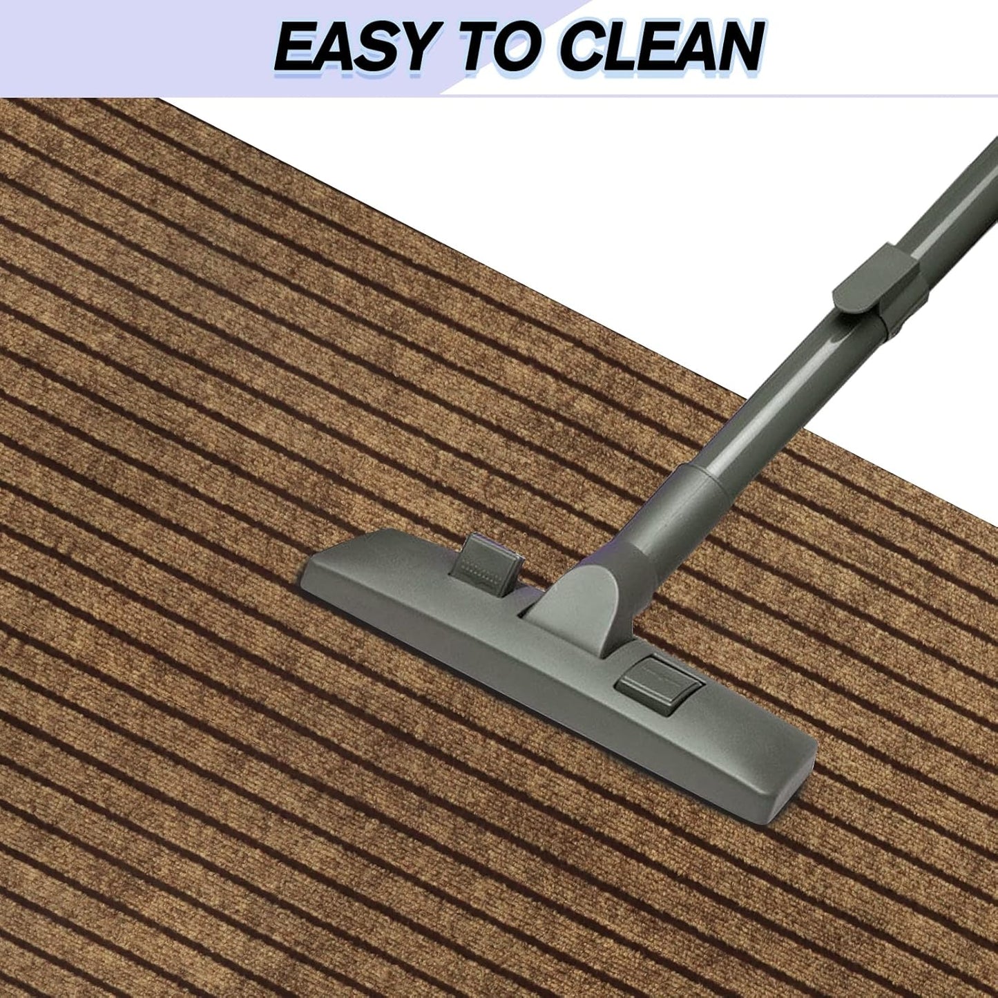 Custom Size Backed Non-Slip Area Rugs Runner, Easy Clean, Waterproof Runner Rugs for Hallway Entryway, Kitchen, Laundry, 3FT x 44FT, Brown Stripe