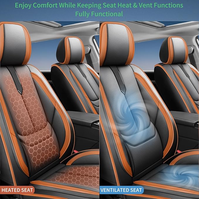 Fit Corolla Car Seat Covers for Toyota Corolla 2000-2024 2025 2026 -Upgraded Premium Waterproof & Breathable Leather,Airbag Compatible,All-Weather Seat Cushion Protector,2 Front/Black-Brown