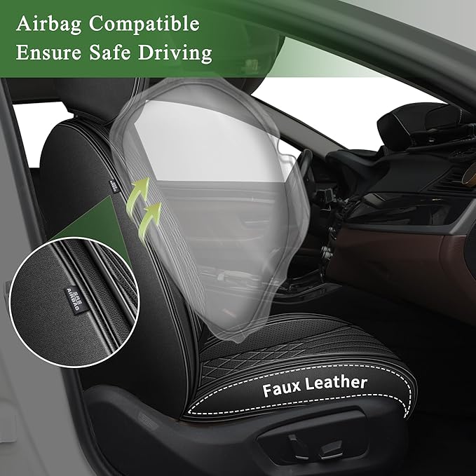 Car Seat Covers for Honda HR-V 2016-2026: Breathable Perforated Leather Seat Cover (Full Set, Black)