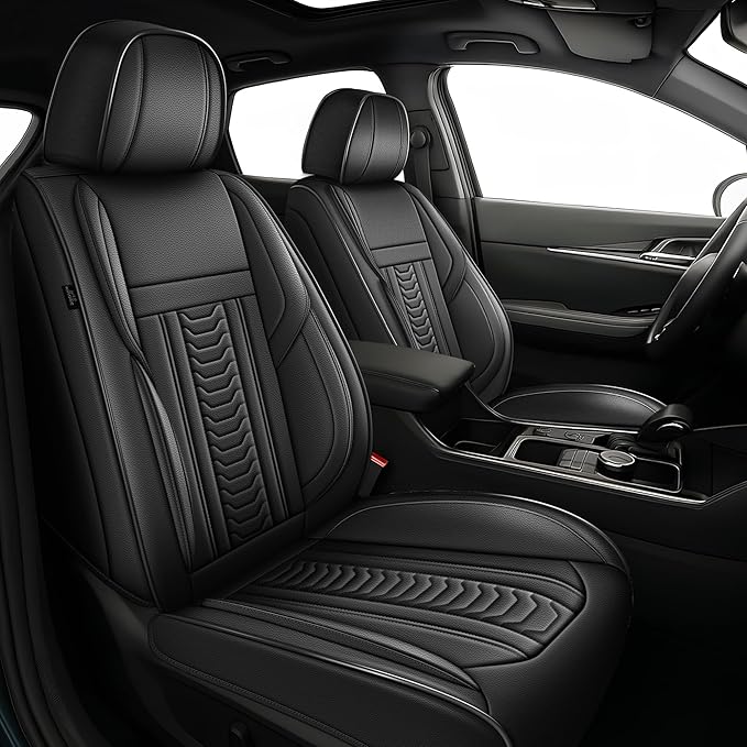 TTX LIGHTING for Nissan Maxima 2011-2023 Seat Covers: Waterproof Leather Seat Protector with Airbag Compatible (2 Front Seats,Black)
