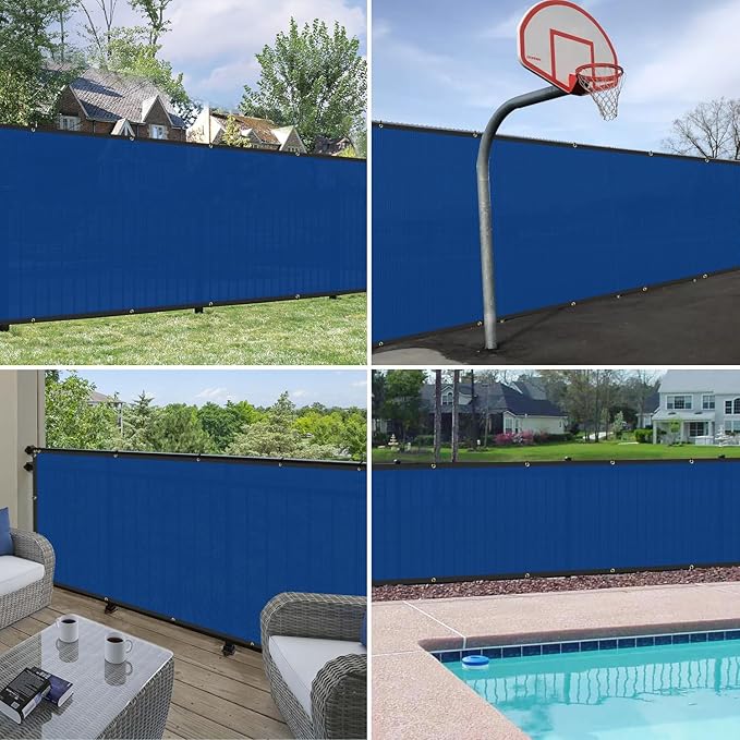 Windscreen4less Privacy Fence Screen Heavy Duty Windscreen Fencing Mesh Fabric Shade Net Cover with Brass Grommtes for Outdoor Wall Garden Yard Pool Deck, 8'x257' Blue