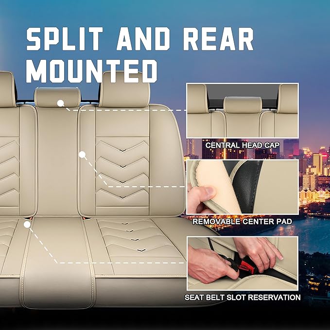 CTDS Car Seat Covers for Chevy Trax 2015-2026, Stylish Sport Seat Cover, Premium Nappa Leather Car Seat Cover. Automobile Seat Covers Sets.(Luxury 5 Seats/Beige)