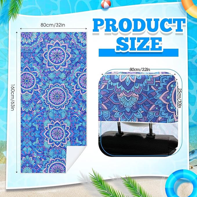 2 Pack Car Seat Towel Covers with Storage Bag 63 x 32 Inch Athletic Running Towel Seat Sweat Washable Non Slip Cover Gift for Car Outdoor Sport Activities (Mandala)
