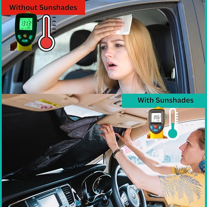 Windshield Sun Shade -Certified 99.87% UVB & 99.02% UVA Car Sun Shade. Award Winning Sunshade - Patented Technology | Compatible for Ford Bronco Sport (2021-2026) | Car Shades by Kinder Fluff