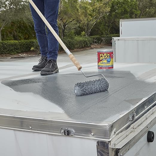 Flex Seal Liquid, Rubber Coating Sealant, Waterproof, Flexible, Breathable, and UV Resistant, Roof Repair, Basements, RV, Campers, Trailers, Marine, EPDM, Masonry, Gray, 1 Gallon