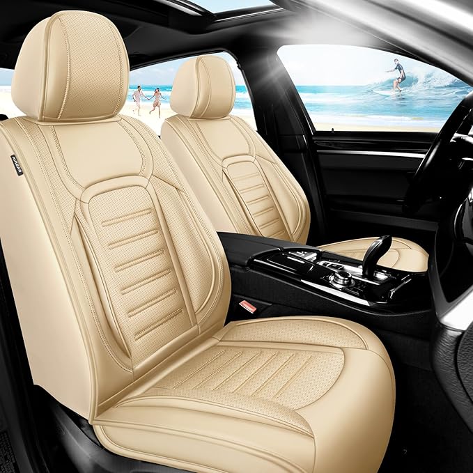 Fit HRV Premium Leather Car Seat Covers Compatible with Honda HRV 2016-2025 2026, Breathable, Wear Resistant, Airbag Compatible, All-Weather Protection & Full Coverage, Full Set Beige