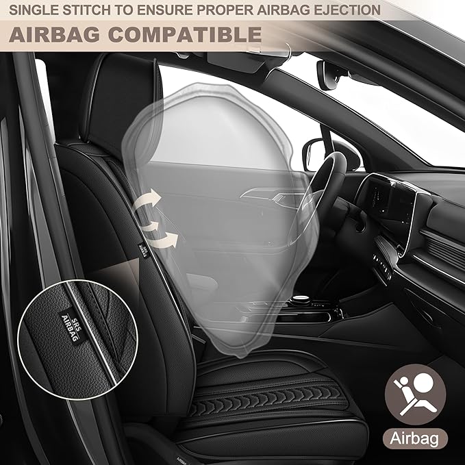TTX LIGHTING for Jeep Cherokee 2014-2023 Seat Covers: Waterproof Leather Seat Protector with Airbag Compatible (2 Front Seats,Black)