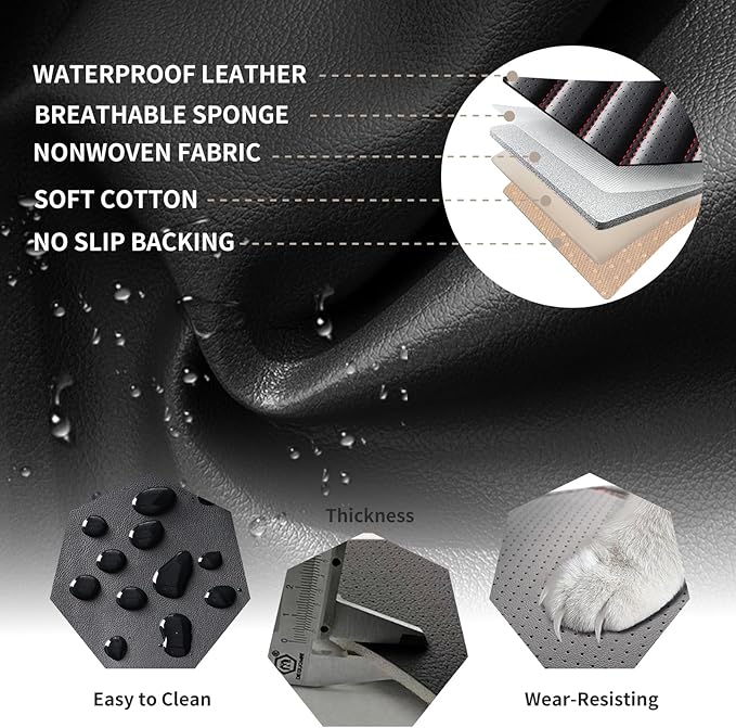 Car Seat Covers Full Set Fit for Toyota 4Runner 2001-2026, Premium Faux Leather Car Seat Protector,Breathable Anti-Slip Full Wrapping Edge Seat Covers(Black&Red,Full Set)