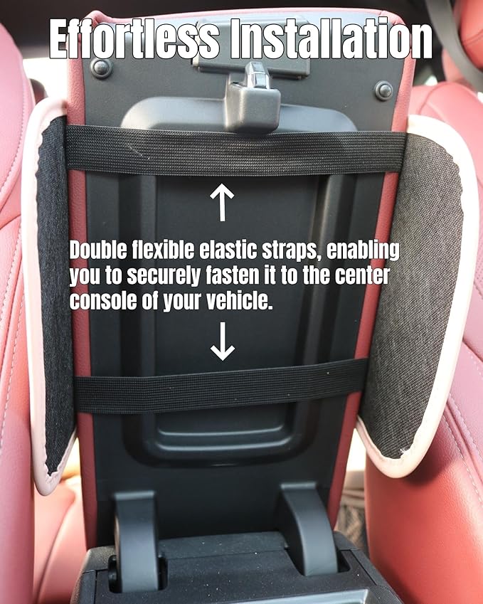 KAELTHAS Comfortable Car Center Console Cushion Armrest Dog Cat Paws Protect Cover Non-Slip with 2 Storage Bags for Cars SUVs CUVs Interior Accessories (Black, Long Narrow)