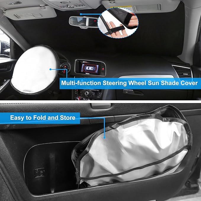 Windshield Sun Shade Custom Fit for 2010-2014 Subaru Outback Wagon Accessories Foldable Sunshade Sun Blocker Protect Car from Sun Rays & Heat Damage Keep Car Cooler