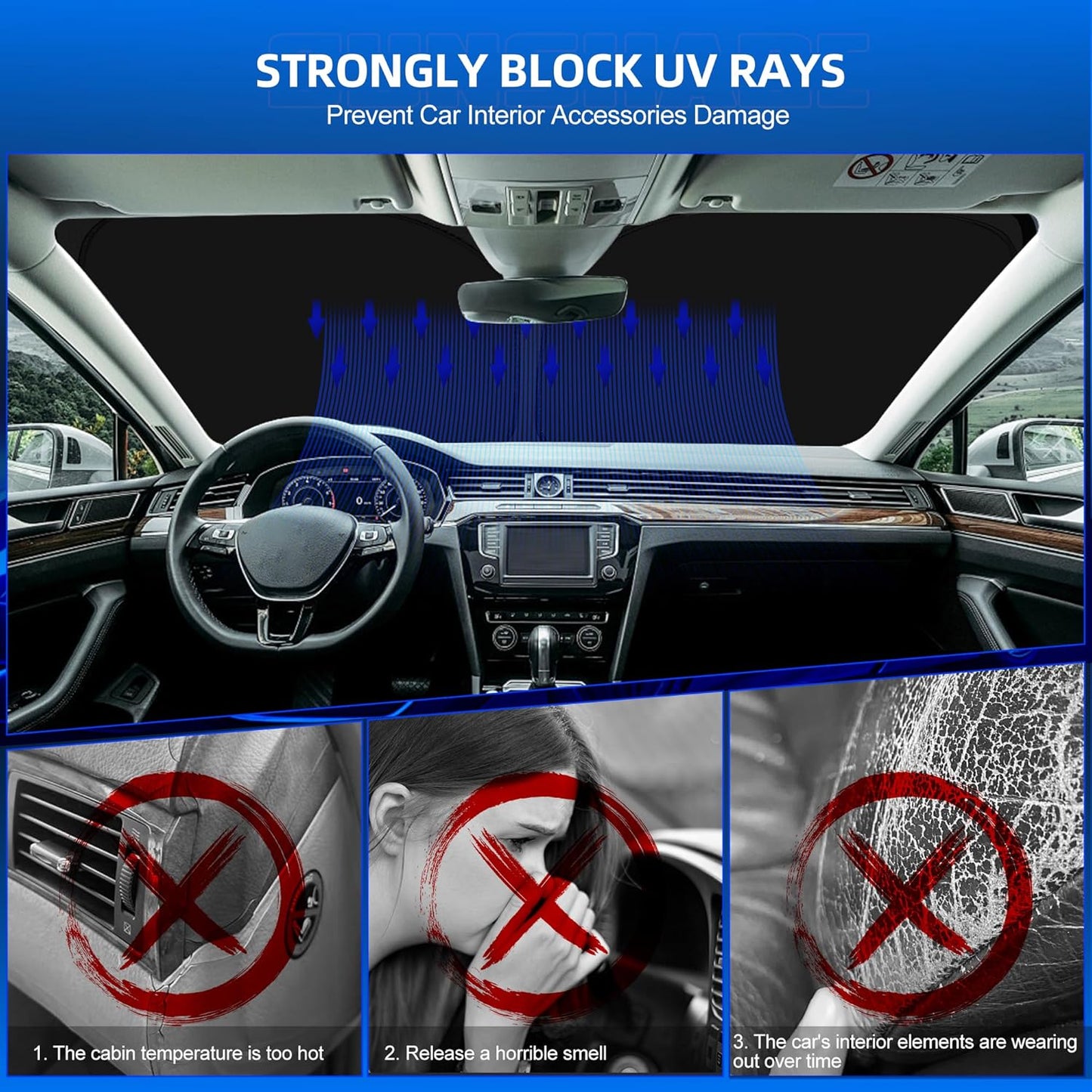 Windshield Sun Shade for Ford Explorer (SUV ST XLT Limited Platinum) 2020-2025 Foldable Sunshade Custom Fit Front Window Car Interior Accessories Protector Blocks UV Rays