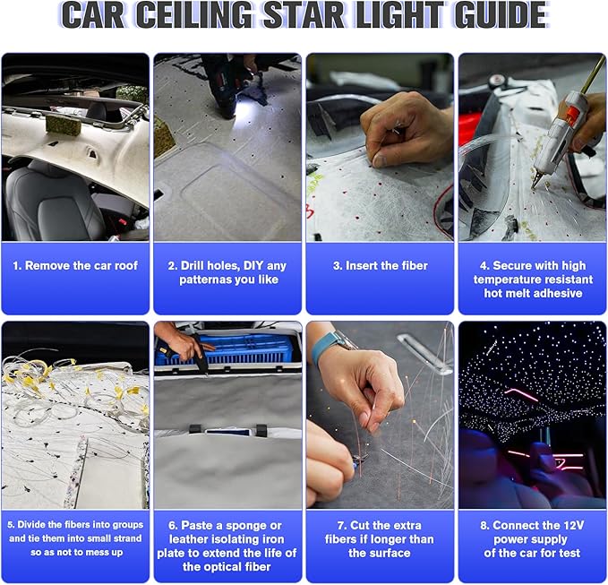 16W Starlight Headliner Kit, Star Lights for Car Roof&Home Decoration, Fiber Cable 500pcs*0.03in*13.1ft RGBW Star Light Headliner with Bluetooth APP/Remote Control/Music Mode