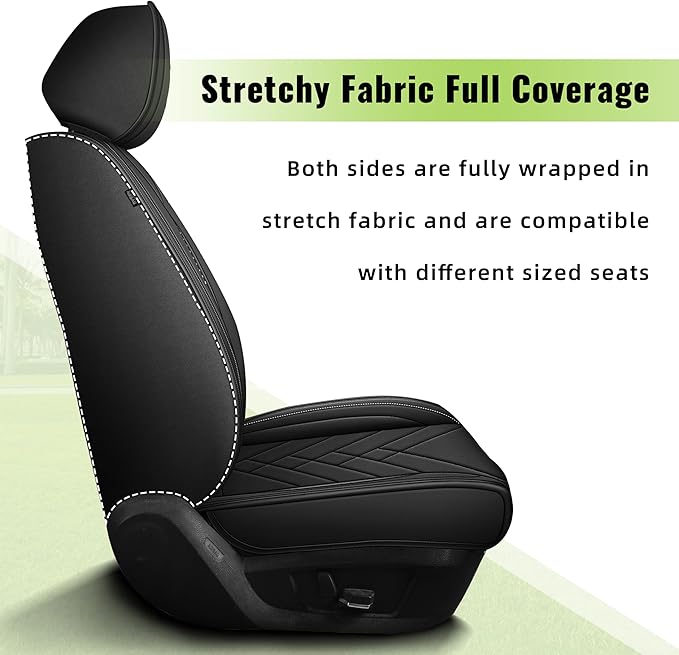 AOMSAZTO Car Seat Cover for Chevrolet Chevy Trax 2024 2025 2026 Front Set, Leather Car Seat Protector Waterproof, Non Slip Car Seat Cushion, Interior Seat Covers Automotive Accessories - Black