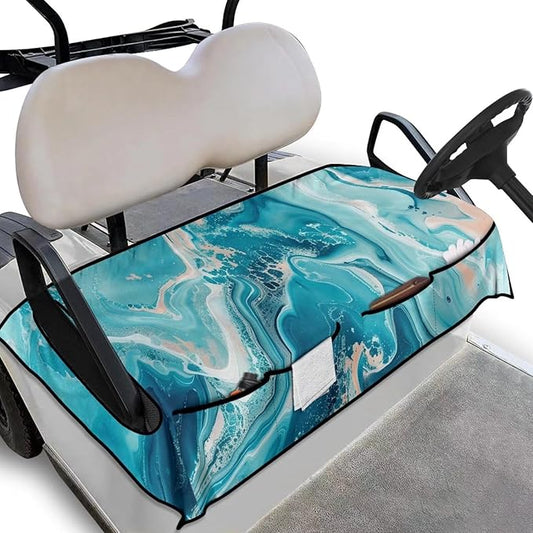 Biyejit Golf Cart Seat Covers with 4 Pockets Golf Cart Seat Towel Blanket Fits 2-Seat Golf Carts, Golf Cart Accessories