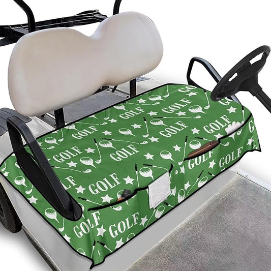 Biyejit Golf Cart Seat Covers with 4 Pockets Golf Cart Seat Towel Blanket Fits 2-Seat Golf Carts, Golf Cart Accessories