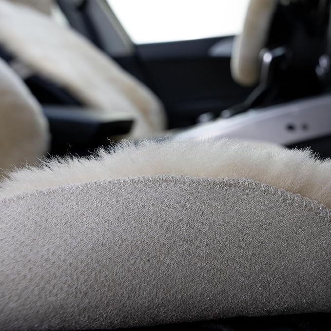 Natural Fur Sheepskin Universal car seat Covers for seat Cushion Auto Accessories, (Khaki Camel, Universal Fit Pack of 2)