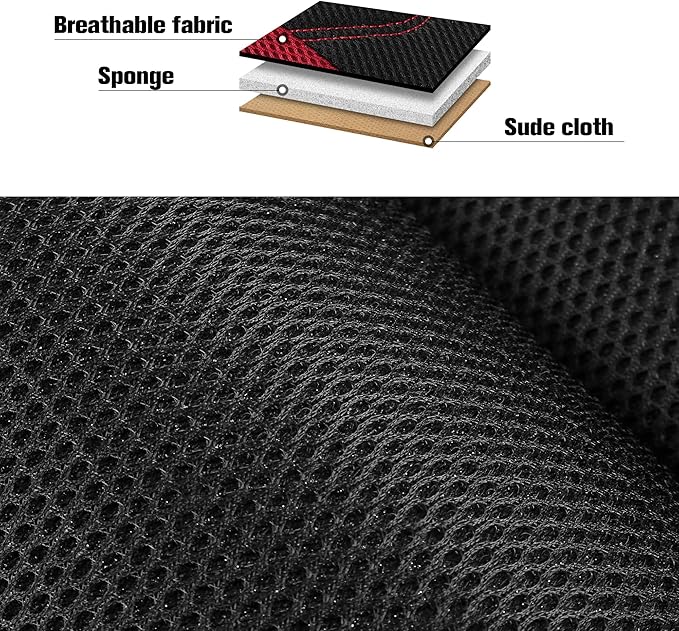 CAROMOP 3D Air Mesh Car Seat Covers 2 Front Seats,Breathable and Durable Seat Covers for Cars,Universal Fit for SUV,Vans,sedans, Trucks, Automotive Interior Covers(Black/Red)