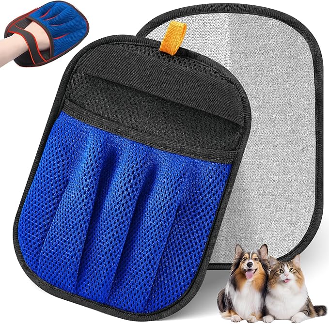 Pet Hair Removal Tool for Cats & Dogs, 2025 New Upgraded Electrostatic Gloves for Pet Hair, Reusable Pet Hair Remover Tool for Couch, Furniture, Carpet, Curtain & Car Seat (Blue)