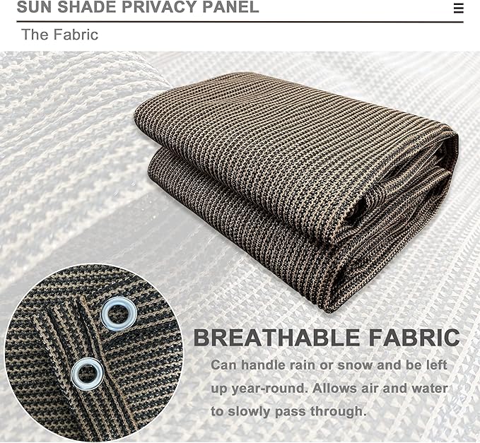 Alion Home Sun Shade Privacy Panel with Grommets and Hems on 4 Sides for Patio, Awning, Window, Pergola or Gazebo - Mocha Brown (8' x 4')