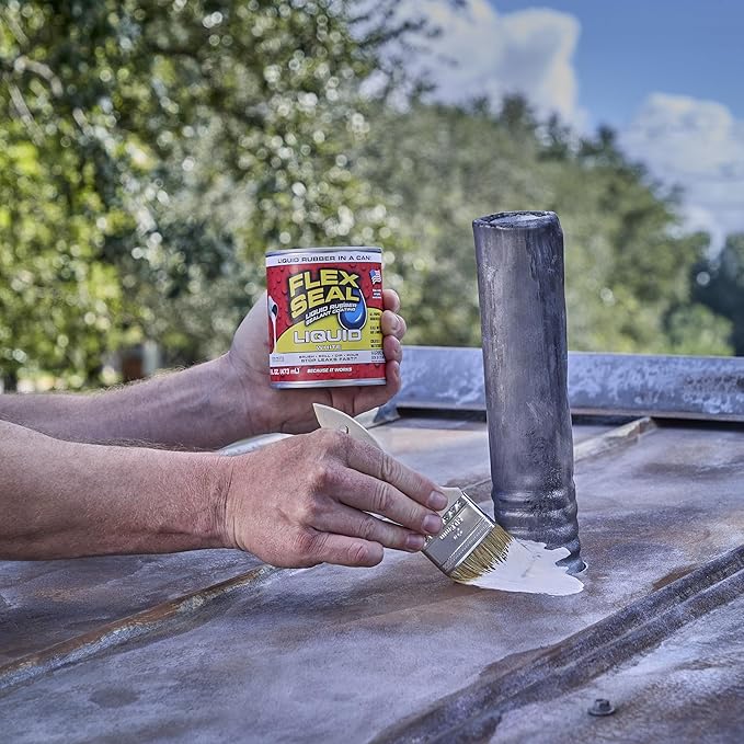 Flex Seal Liquid, Rubber Coating Sealant, Waterproof, Flexible, Breathable, and UV Resistant, Roof Repair, Basements, RV, Campers, Trailers, Marine, EPDM, Masonry, White, 16 oz