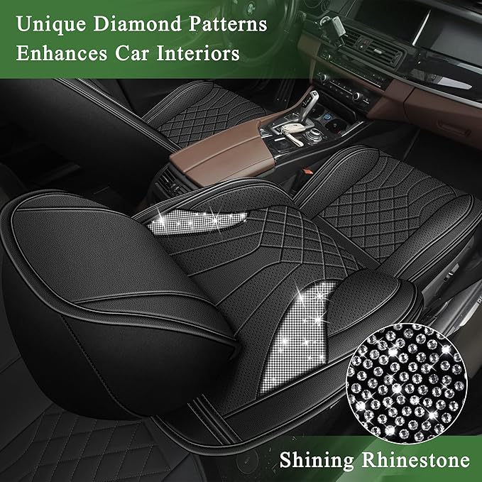 Car Seat Covers for Honda HR-V 2016-2026: Breathable Perforated Leather Seat Cover (Full Set, Black)
