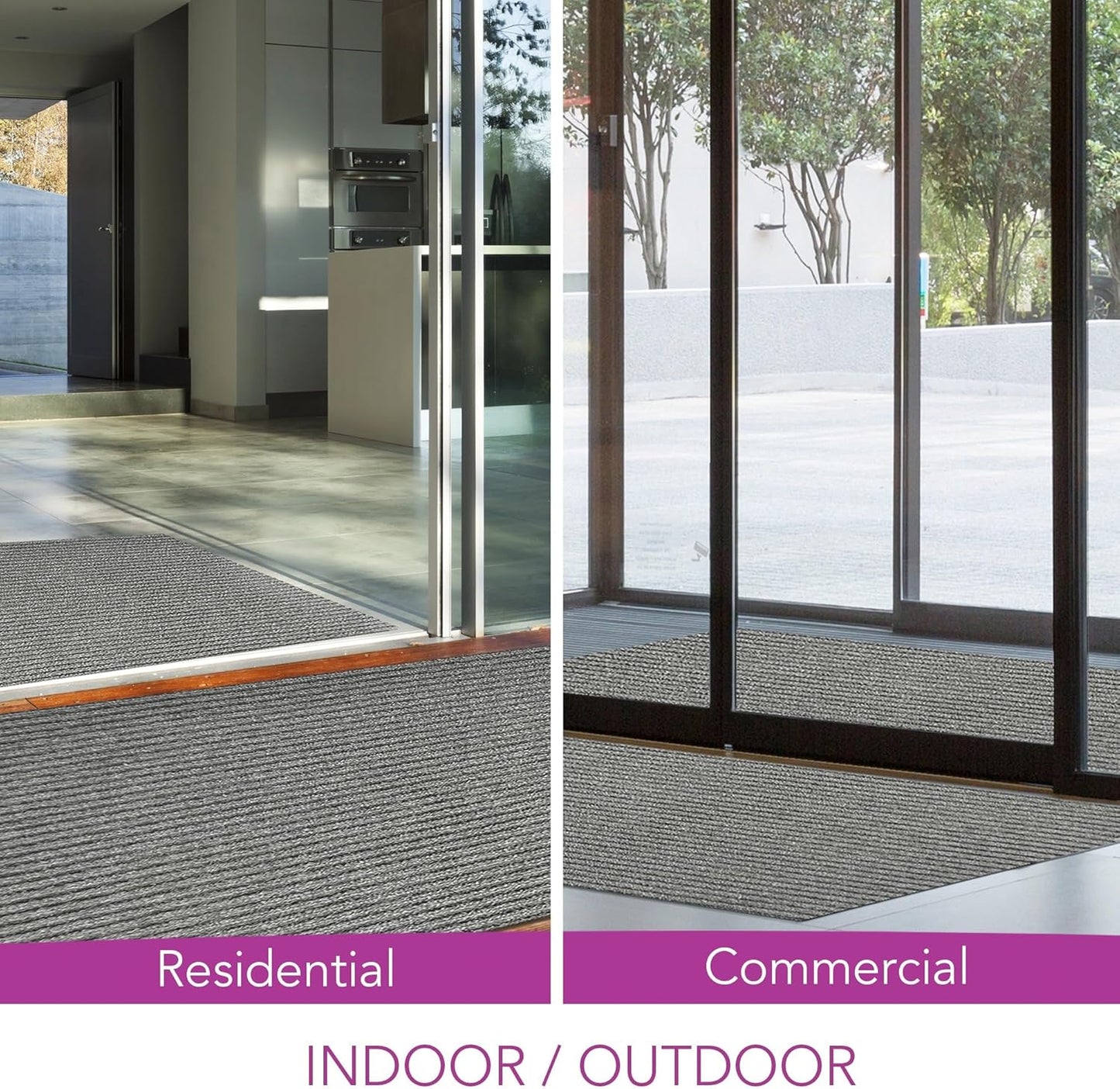 iCustomRug Spartan Weather Warrior Indoor/Outdoor Utility Ribbed Carpet Runner with Non-Slip Thermoplastic Rubber Backing, 3ft X 26ft in Grey