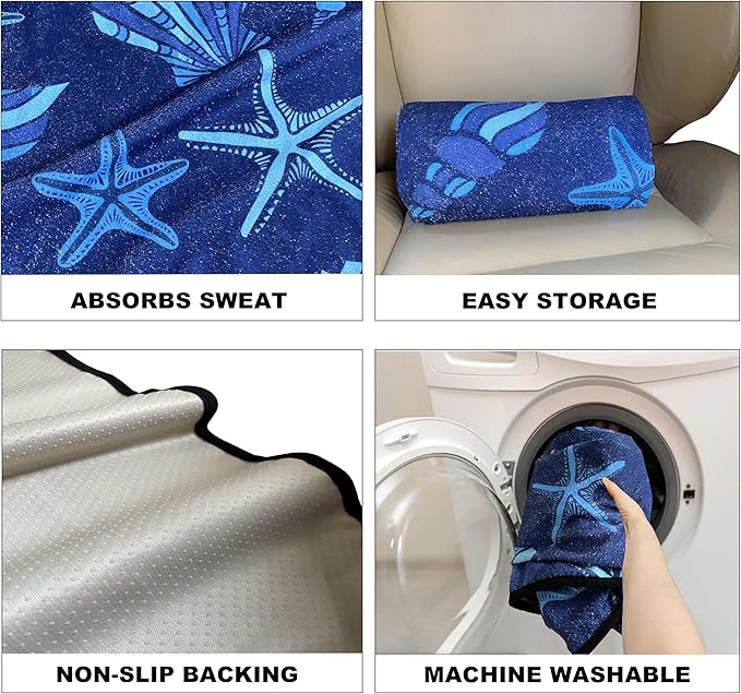 Car Seat Covers 2pcs Waterproof Towel Car Seat Cover Universal Fit for Most Trucks SUV Fitness Athletes Pets Gym and Water Sport，Conch Shells Starfish