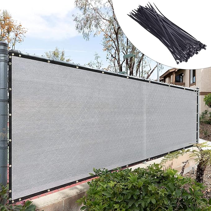 Royal Shade Custom Size 6' x 3' Grey Fence Privacy Screen Windscreen Cover Netting Mesh Fabric Cloth - Cable Zip Ties Included (We Make Custom Size)