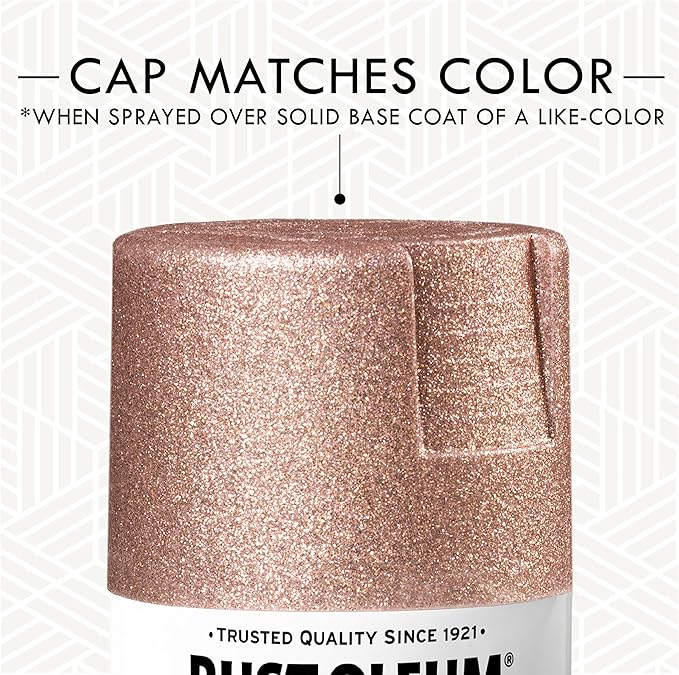 Rust-Oleum 344697-6PK Specialty Glitter Spray Paint, 10.25 Oz, Rose Gold, (Pack of 6)