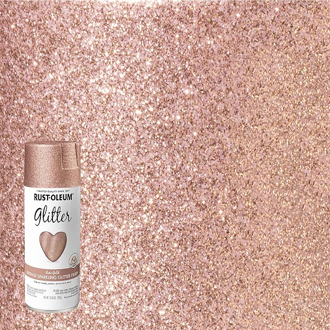 Rust-Oleum 344697 Specialty Glitter Spray Paint, 10.25 Oz, Rose Gold, (Pack of 1)