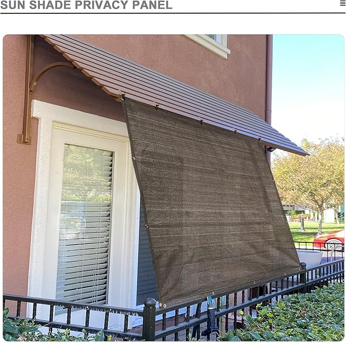 Alion Home Sun Shade Privacy Panel with Grommets and Hems on 4 Sides for Patio, Awning, Window, Pergola or Gazebo - Mocha Brown (12' x 12')