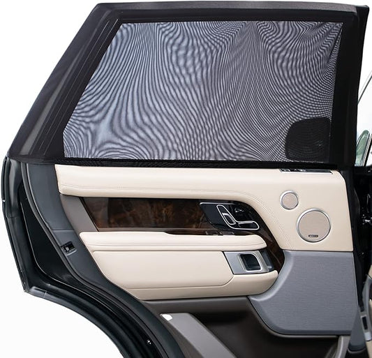 Side Window Sunshade Sock Screen-Shade (Pack of 2) – Block Sun Rays to Keep Car Interior Cool and Comfortable – Elasticized Universal Fit Mesh Sun Shade for Car, Truck, SUV, Van