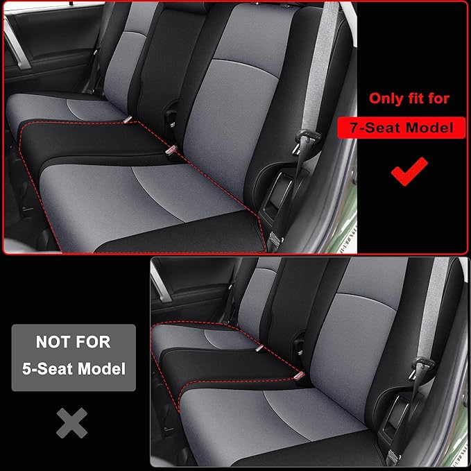AOMSAZTO Custom Fit Seat Covers for Toyota 4runner: 7Seats 2011 2012 2013 2014 2015 2016 2017 2018 2019 2020 2021 2022 2023 2024 Leather Car Seats Cover Full Set for 4Runner 7 Seaters Black&Gray