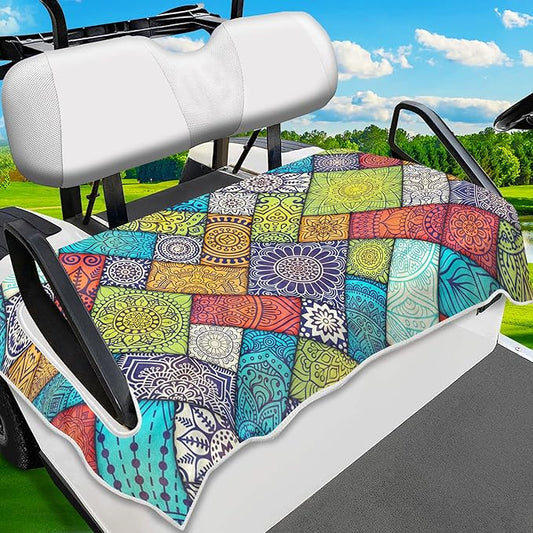 ENYORSE Golf Cart Seat Covers - Ethnic Style Golf Cart Towel Blanket for 2/4 Seater, Soft & Breathable Microfiber, Keeps Seats Cool & Comfortable, 51”x31”, Fits EZGO/Yamaha/Club Car