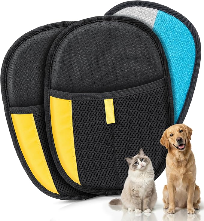 Pet Hair Removal Glove for Dogs & Cats - Upgraded Reusable Electrostatic Pet Hair Glove, Pet Hair Remover Tool for Laundry, Couch, Carpet & Car Seat, Gentle Grooming Mitt
