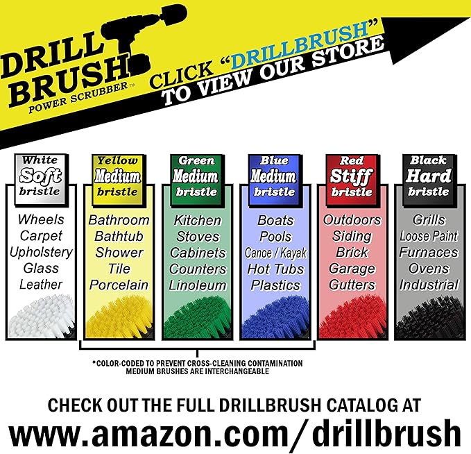 Drill Brush - Kitchen Tools - Grout Cleaner - Large Spin Brush Kit - Clean Stove, Oven Rack, Sink, Tile, Counter, Cabinets, Floors - Glass Cleaner - Upholstery, Leather, Fabric, Vinyl - Carpet Cleaner
