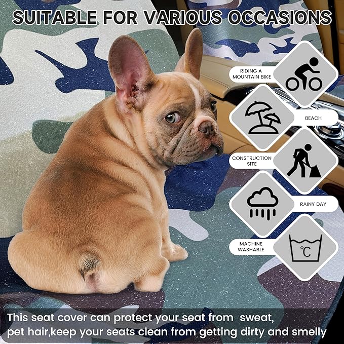 Car Seat Covers 2pcs Waterproof Towel Car Seat Cover Universal Fit for Most Trucks SUV Fitness Athletes Pets Gym and Water Sport，Camouflage