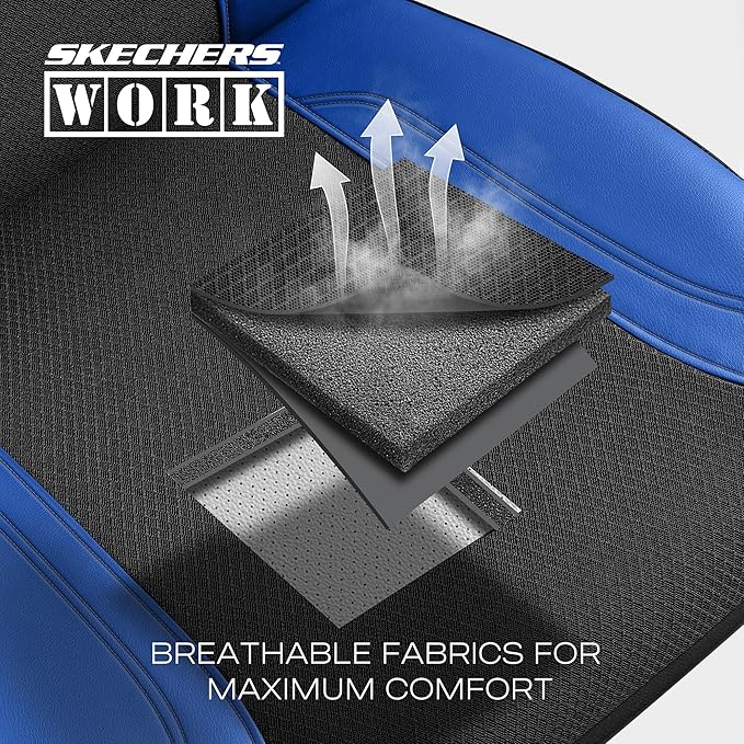 Skechers Car Seat Covers, Work Leather Seat Covers 5-Times Stronger Built-in Webbing, Oxford Fabric Seat Cover Full Sets, Airbag Compatible, Automotive Comfort for Cars, Trucks, SUVs,Blue