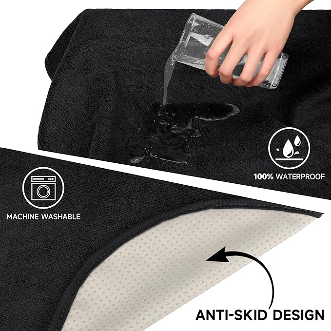 Car Seat Covers 2pcs Black Waterproof Towel Car Seat Cover Universal Fit for Most Trucks SUV Fitness Athletes Pets Gym and Water Sport