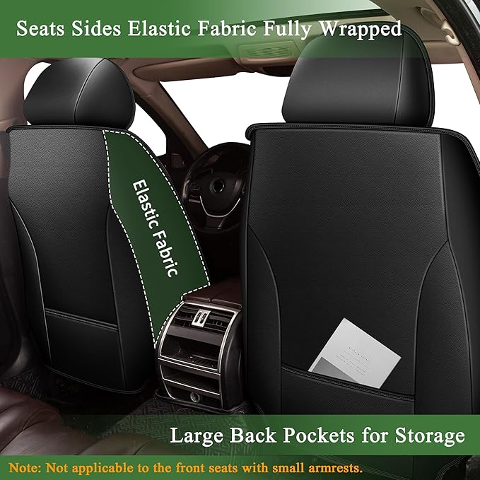 Bling Diamond Embroidered Seat Covers for Nissan Rogue 2010-2025 2026, Full Set 5 Seats, Sparkle Rhinestone Breathable Perforated Faux Leather Car Seat Covers for Women (Black)