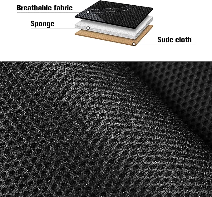 CAROMOP 3D Air Mesh Car Seat Covers Full Set,Breathable and Durable Seat Covers for Cars,Split Bench Compatible,Universal Fit for SUV,Vans,sedans, Trucks, Automotive Interior Covers(5-Seat Black/Grey)